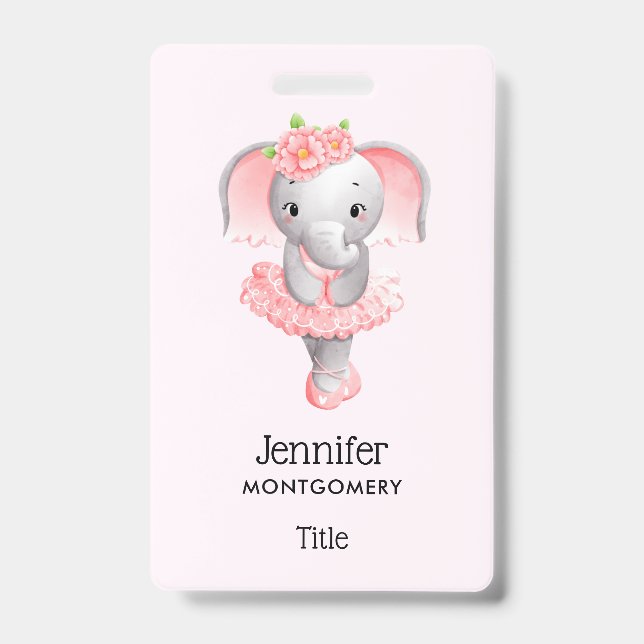 Badge Adorable Ballerina Elephant En Pointe (Face)