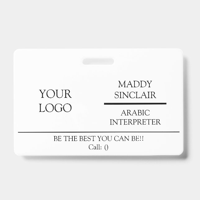 BADGE ADRESSE D'ID D'INTERPRÉTATION PROFESSIONNELLE (Avant)