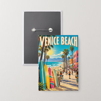 Badge Affiche de planches de surf colorées de Venice Bea