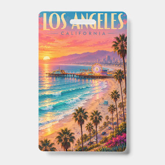 Badge Affiche de voyage Los Angeles Californie Coucher d