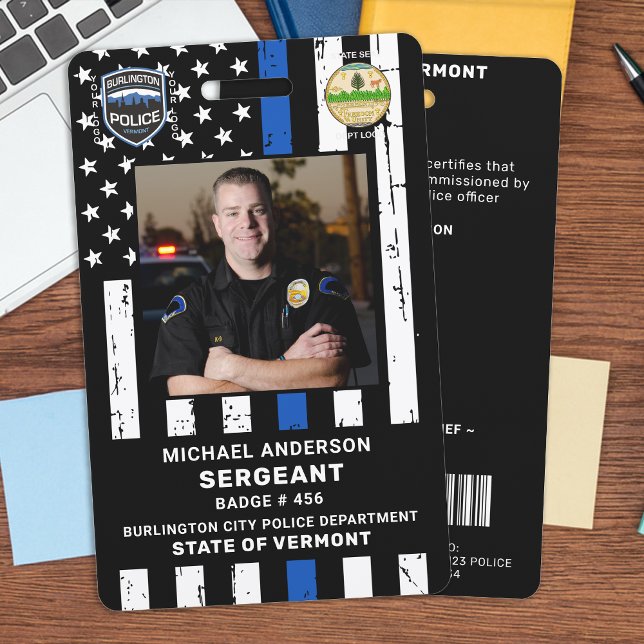 Badge Agent de Police Logo Personnalisé avec Code-Barres (Créateur téléchargé)