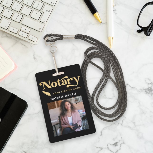 Badge Agent de prêt notaire photo élégant or (Créateur téléchargé)
