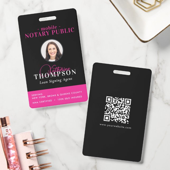 Badge Agent de signature de notaire Code QR photo Black  (Bureau)