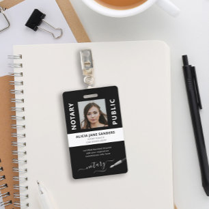 Badge Agent de signature de notaire noir et blanc profes