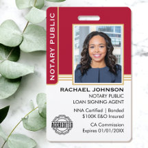 Agent de signature de prêt Notaire Public ID Rouge
