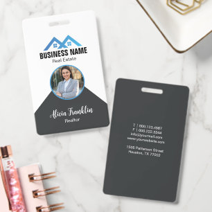 Badge Agent immobilier Moderne Noir Bleu Photo d'agent i