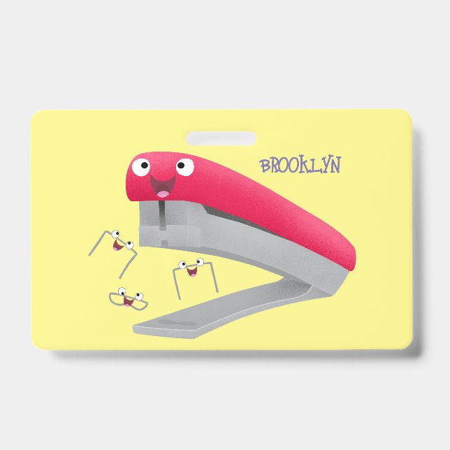 Badge Agrafeuse rouge mignonne illustration de dessin an (Avant)