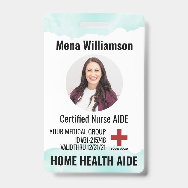 Badge Aide en santé à domicile - Infirmière certifiée -  (Face)