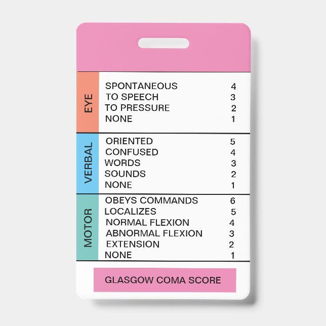 Badge Aide-mémoire GCS/Conscience pour le porte-badge (Avant)