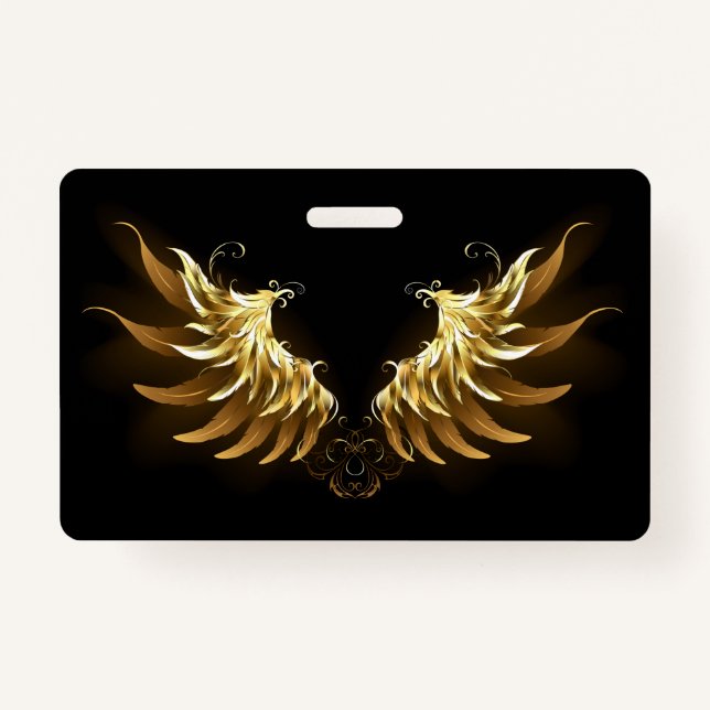 Badge Ailes d'Ange d'or sur arrière - plan noir (Devant)