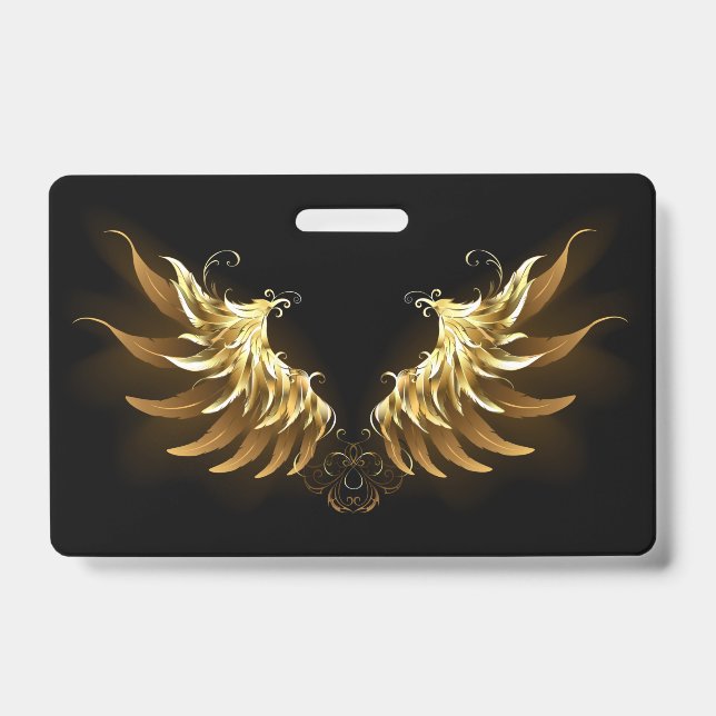Badge Ailes d'ange dorées sur fond noir (Avant)