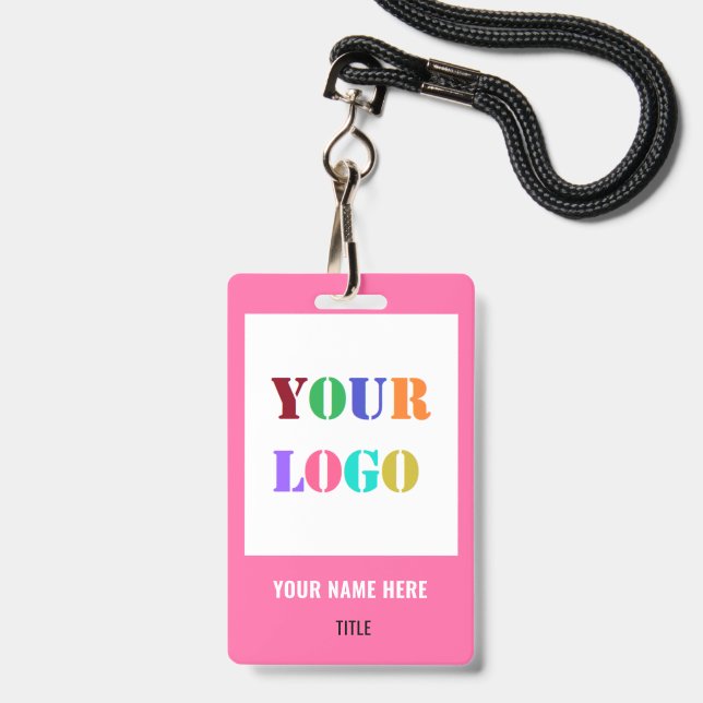 Badge Ajouter un logo ou une photo Nom Info Exemple de b (Avant avec lanière)