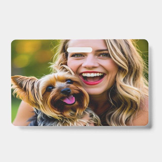 Badge Ajouter une photo de Yorkshire Terrier Personnalis (Avant)