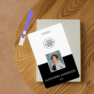 Badge Ajoutez votre logo Typographie noir et blanc épuré
