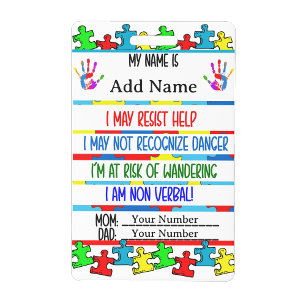 Badge Alerte Autisme Contact Autistique Non Verbal
