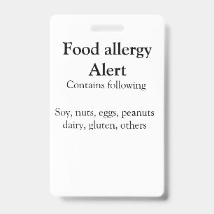 Badge Alerte d'allergie alimentaire ajouter le nom du te