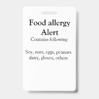 Badge Alerte d'allergie alimentaire ajouter le nom du te