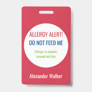 Badge Alerte d'allergie alimentaire pour enfants personn