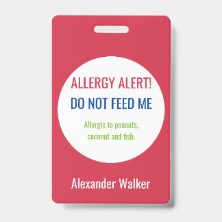 Badge Alerte d'allergie alimentaire pour enfants personn