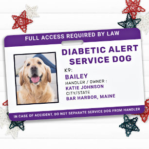 Badge Alerte diabétique Service personnalisé Chien de se