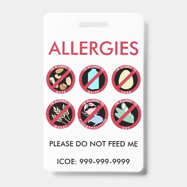 Badge Alerte faite sur commande de symbole d'allergie (Face)