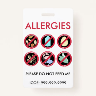 Badge Alerte faite sur commande de symbole d'allergie