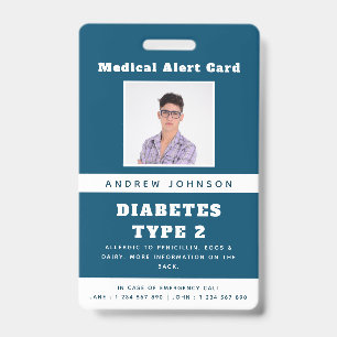 Badge Alerte médicale bleue Photo d'identité d'urgence A