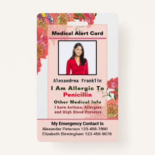Badge Alerte Médicale de la carte de contact personnalis