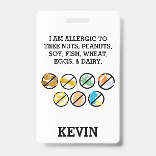 Badge Alerte personnalisée d'allergie alimentaire pour e