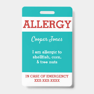 Badge Alerte personnalisée pour les allergies alimentair
