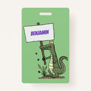 Badge Aligator de crocodile drôle avec dessin animé