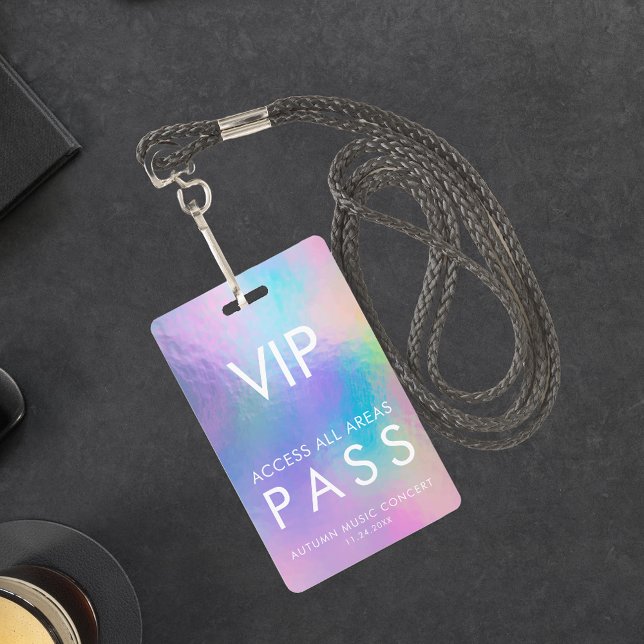 Badge All Access Pass Concert Backstage Holographic VIP (Purple Holographic All Access VIP Pass ID Badge)