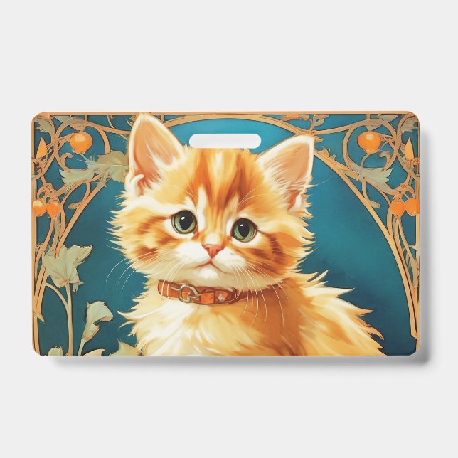 Badge Alphonse Mucha Art Nouveau Chat (Avant)