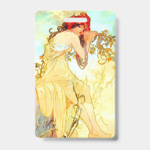 Badge Alphonse Mucha Art Nouveau Été