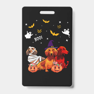 Badge Amant de chien de la Halloween Dachshund