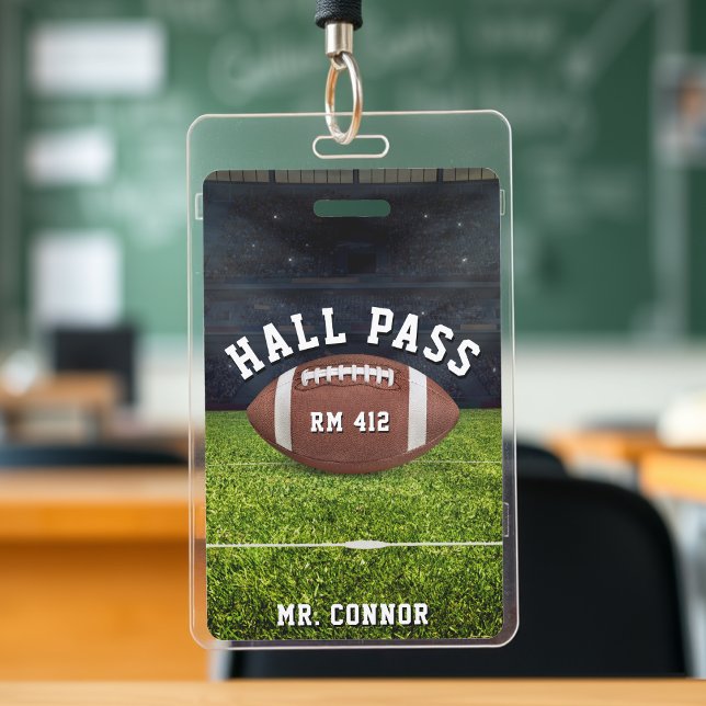 Badge American Football Gym Teacher Hall Pass (American Football Gym Teacher Student Hall Pass Badge
)