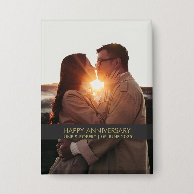 Badge Amour photo anniversaire moderne (Recto)