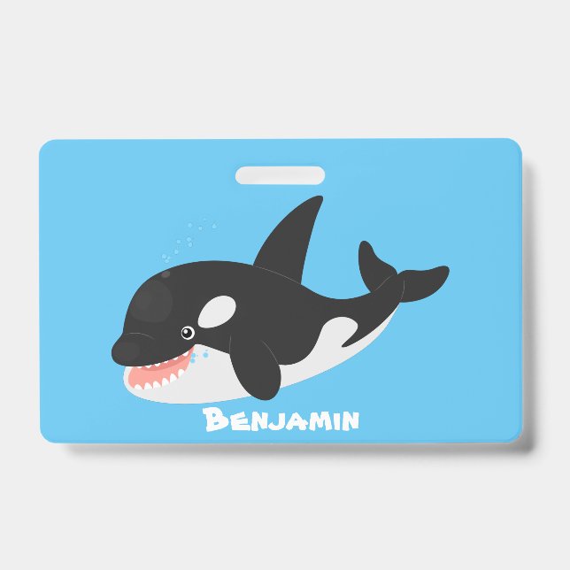 Badge Amusante baleine orque mignonne dessin animé (Avant)
