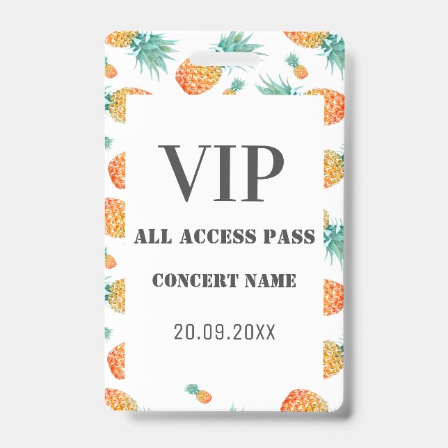 Badge Ananas Tropical Tous VIP Access Concert Party  (Avant)