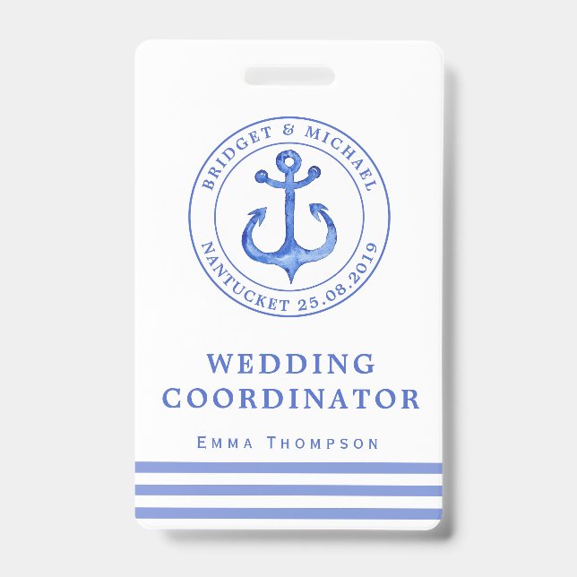 Badge Ancre bleue marine | WEDDING PLANNER (Face)