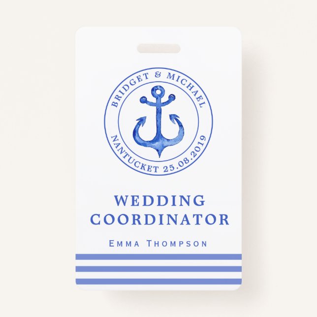 Badge Ancre bleue marine | WEDDING PLANNER (Devant)