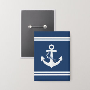 Badge Ancre nautique voile nautisme blanc bleu marine