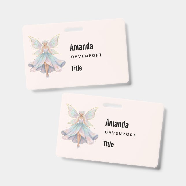 Badge Ange Magique Fée Couleurs Pastel Entreprise (Avant & arrière)