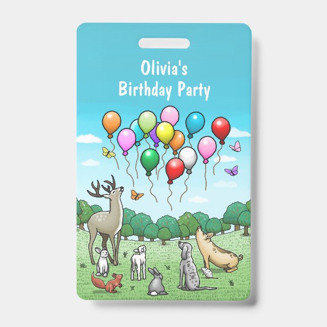 Badge Animaux avec des ballons colorés (Avant)