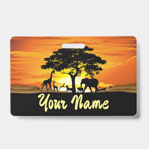Badge Animaux sauvages sur le coucher de soleil de la sa