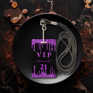 Badge Anniversaire noir violet parties scintillant goutt