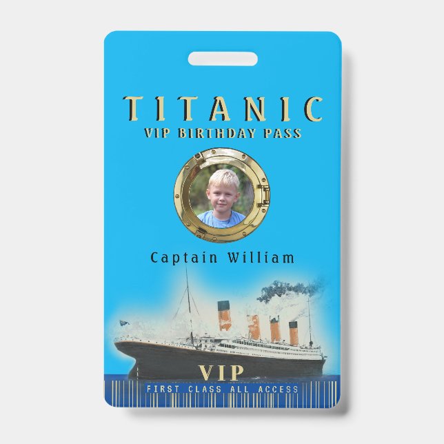 Badge Anniversaire VIP Tout Accès Titanic (Avant)