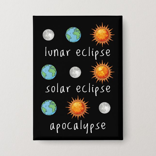 Badge Apocalypse drôle d'éclipse lunaire solaire (Recto)