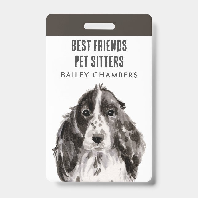 Badge Aquarelle Chien Walker Animaux de compagnie (Avant)