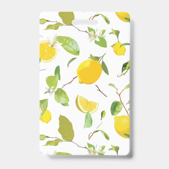 Badge Aquarelle Citron & Feuilles 2 (Avant)